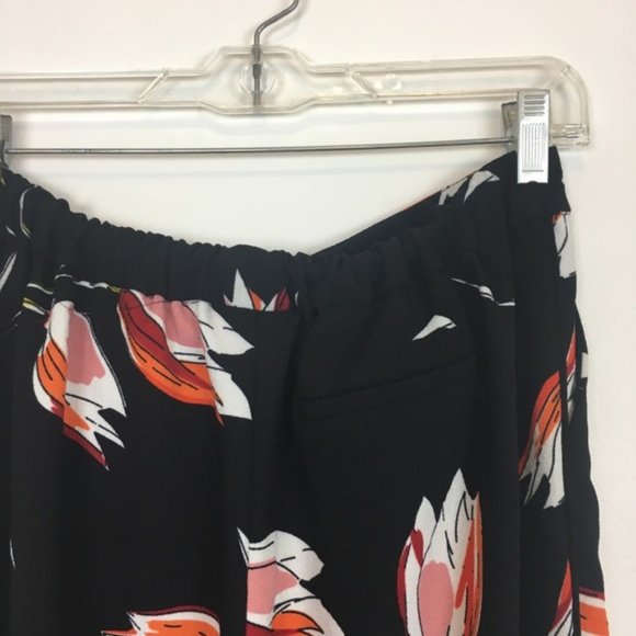 CATHERINE MALANDRINO Black Floral Wide Leg Pants‎ M - Picture 6 of 6